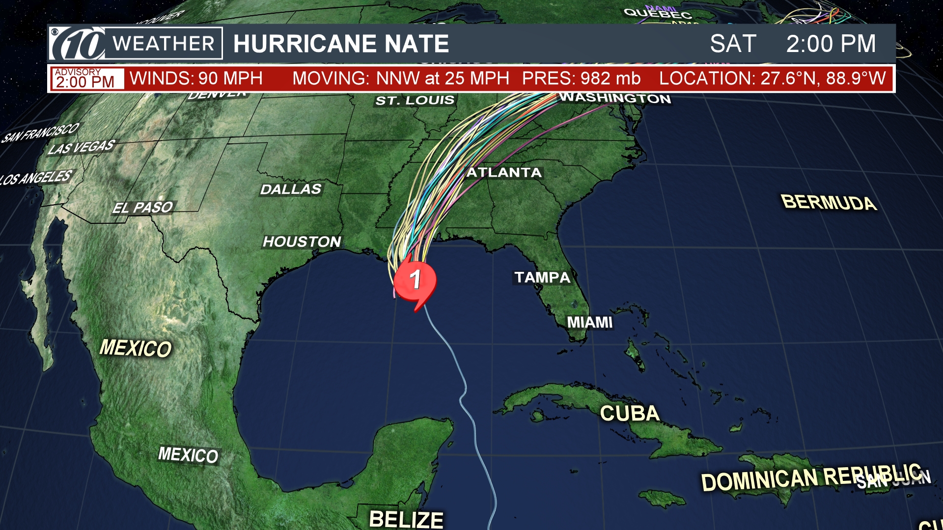 Hurricane Nate Current Forecast Track Spaghetti Models Satellite WTSP Com